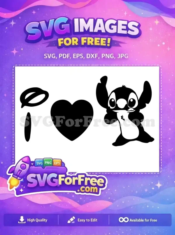 Free I Love Free Heart Stitch Lilo Free SVG