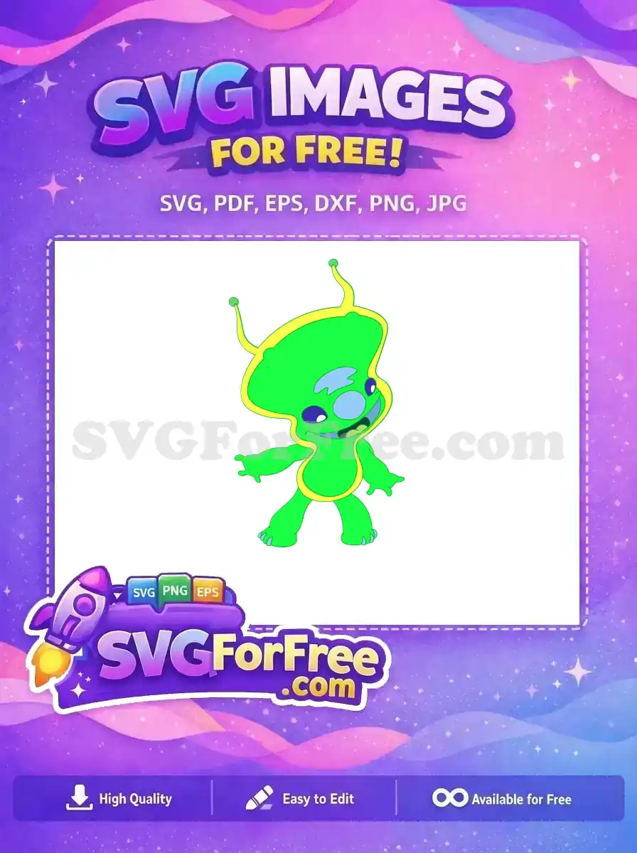 Free Green Alien Smile Free Stitch Inspired Lilo Free SVG