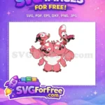 Free Three Headed Pink Stitch Free Bow Ties Lilo Free SVG - Instant Download
