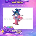 Free Blue Stitch on Tricycle Free Pink Wheels Lilo Free SVG - Instant Download