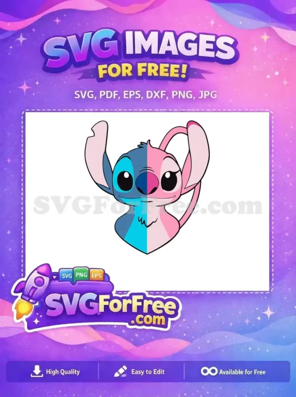 Free Blue and Pink Free Stitch Angel Lilo Free SVG