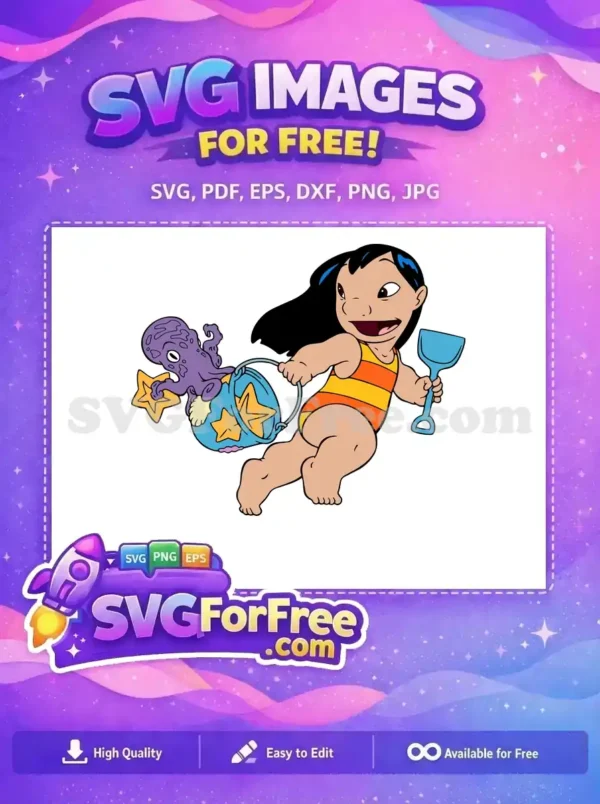 Free Smiling Lilo Free Octopus Bucket Lilo and Stitch Free SVG