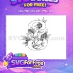 Free Floral Line Art Free Alphabets Flower Design Free SVG - Instant Download