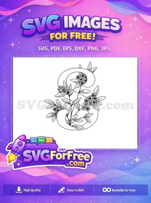 Free Floral Line Art Free Alphabets Flower Design Free SVG