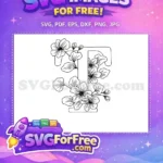 Free Line Art Alphabets Free Flower Design Initial Free SVG 6 - Instant Download