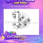 Free Line Art Alphabets Free Flower Design Initial Free SVG 8 - Instant Download