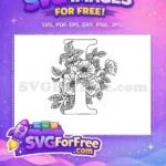 Free Line Art Alphabets Free Flower Letter Free SVG - Instant Download