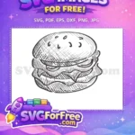 Free Hand-Drawn Bun Free Lettuce Detail Burger Free SVG - Instant Download
