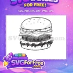 Free Line Art Burger Free Fast Food Line Free SVG - Instant Download