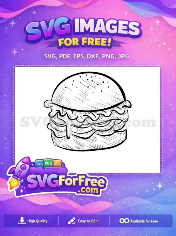 Free Line Art Burger Free Dripping Sauce Food Free SVG Free Line Art Burger Free Dripping Sauce Food Free SVG