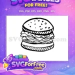 Free Layered Burger Free Line Art Food Free SVG 1 - Instant Download