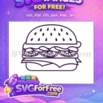 Free Line Art Burger Free Tomato Slices Food Free SVG - Instant Download