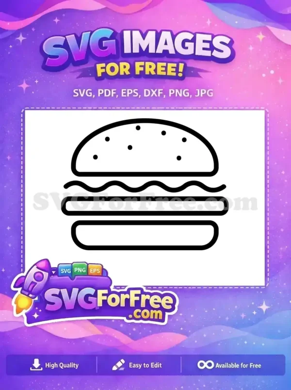 Free Black Line Free Minimalist Burger Fast Food Free SVG
