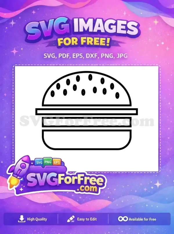 Free Simple Line Free Art Burger Fast Food Free SVG