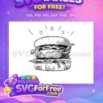 Free Detailed Burger Free Line Art Food Free SVG 1 - Instant Download