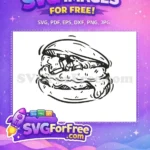 Free Line Art Burger Free Delicious Filling Food Free SVG - Instant Download
