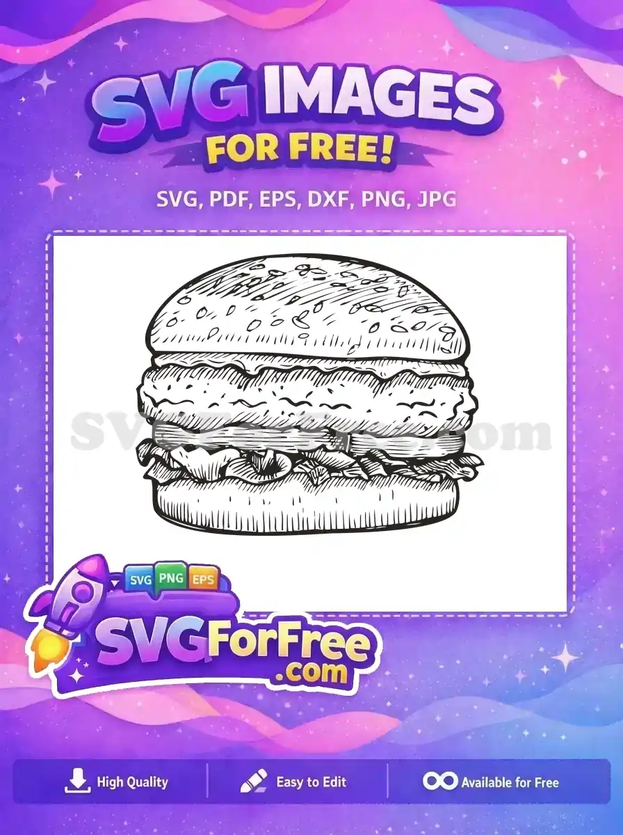 Free Detailed Toppings Free Crispy Lettuce Burger Free SVG