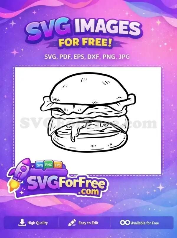 Free Detailed Burger Free Line Art Food Free SVG 3