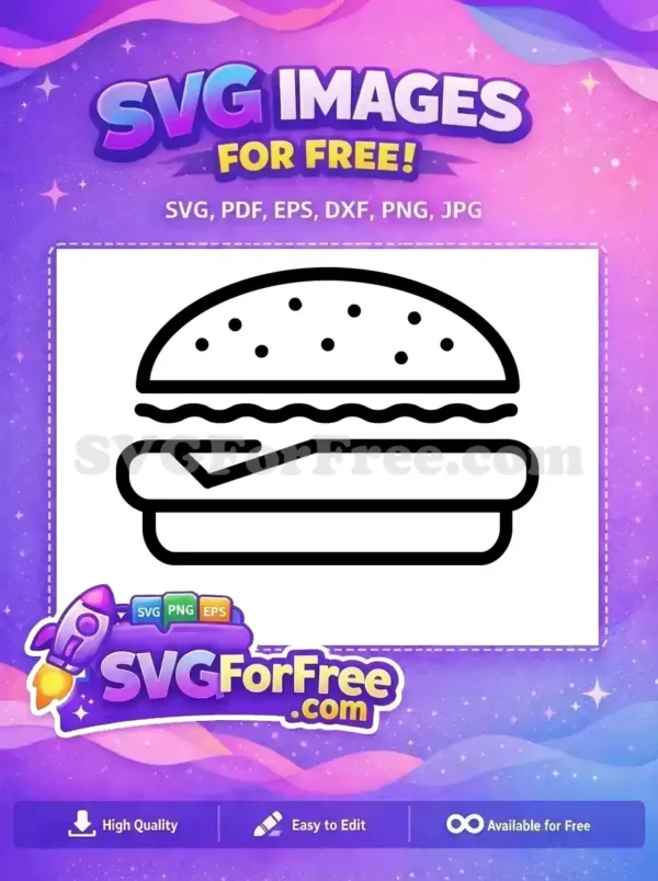 Free Simple Burger Free Line Art Food Free SVG
