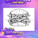 Free Detailed Lettuce Free Tomato Slice Burger Free SVG - Instant Download