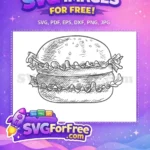 Free Detailed Line Free Burger Line Art Free SVG - Instant Download