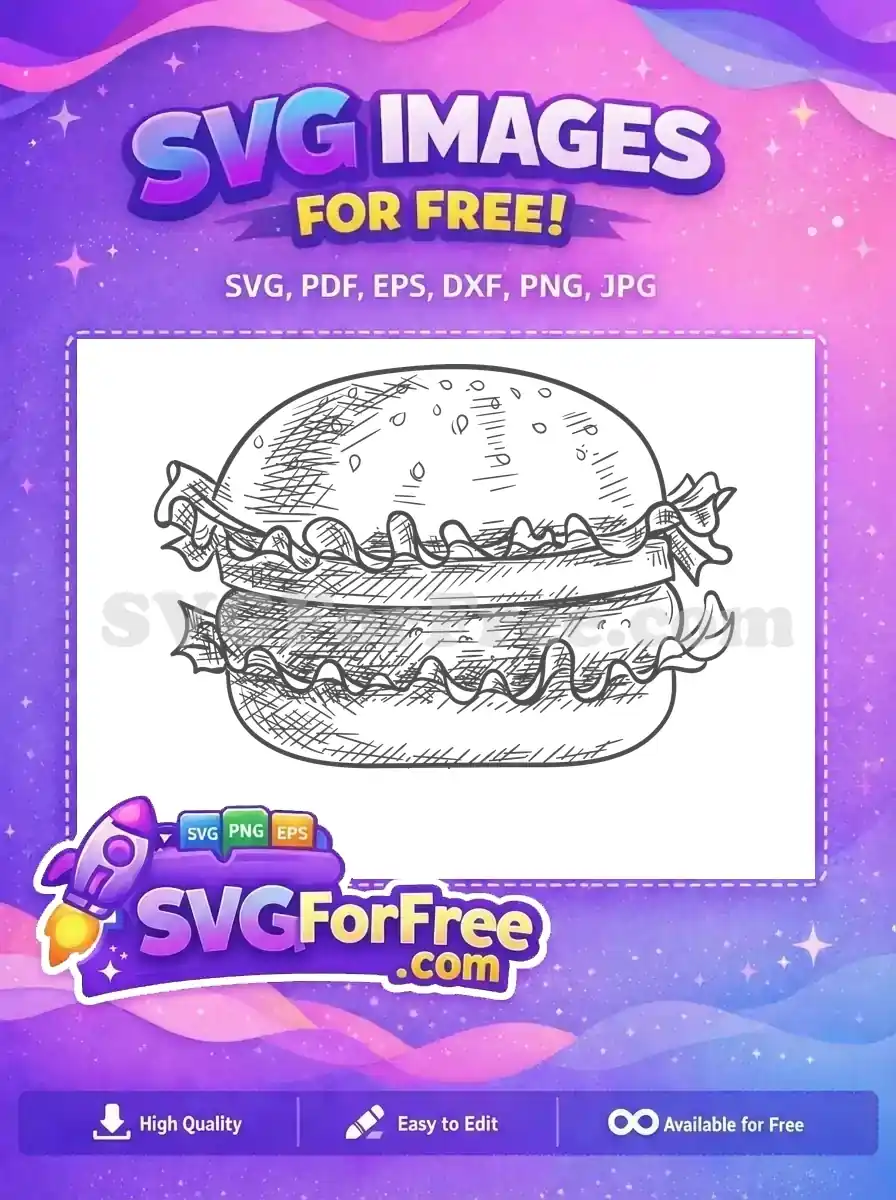 Free Detailed Line Free Burger Line Art Free SVG