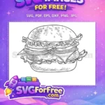 Free Detailed Line Free Tasty Burger Free SVG - Instant Download