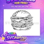 Free Detailed Line Free Art Burger Food Free SVG - Instant Download