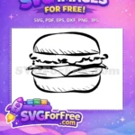 Free Line Art Burger Free Cheese Layer Food Free SVG - Instant Download