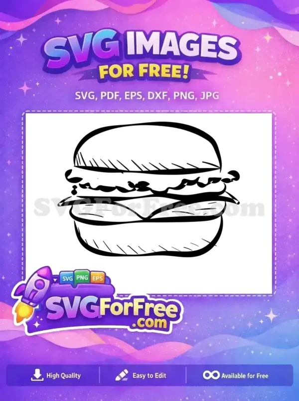 Free Line Art Burger Free Cheese Layer Food Free SVG