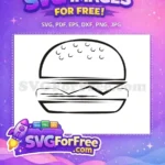 Free Line Art Bun Free Cheese Slice Burger Free SVG - Instant Download