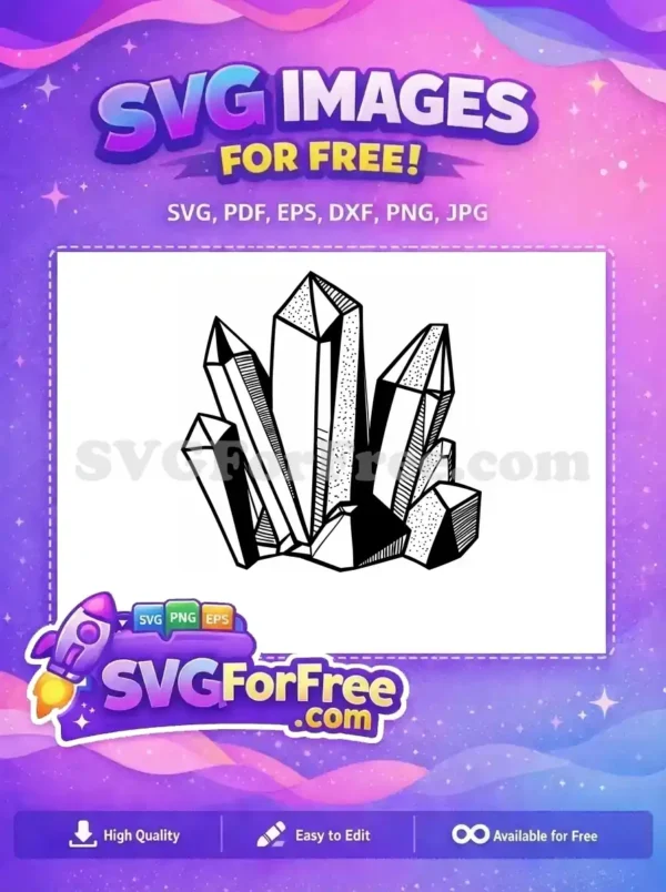 Free Number One Free Line Art Crystals Free SVG 4