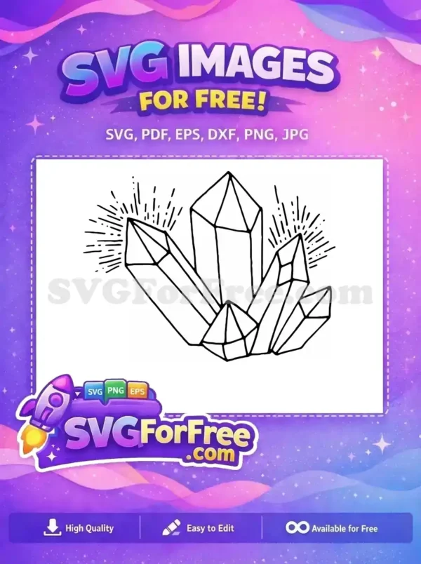Free Number 1 Crystals Free Line Art One Free SVG
