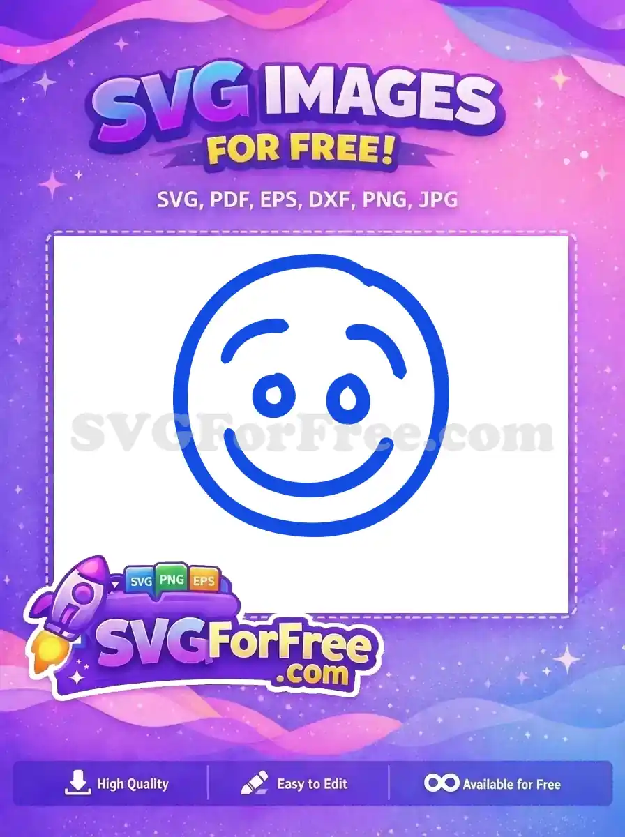 Free Blue Line Art Free Happy Face Emoji Free SVG 1