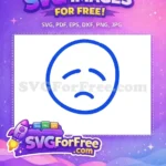 Free Blue Sad Face Free Line Art Emoji Free SVG 1 - Instant Download