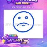 Free Blue Sad Face Free Simple Line Art Emoji Free SVG - Instant Download