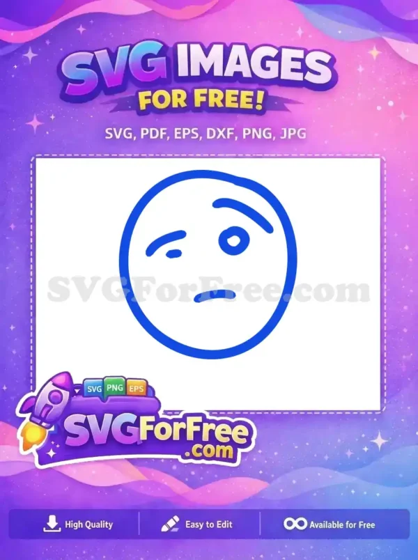 Free Blue Doubtful Line Art Emoji Free Confused Face Free SVG