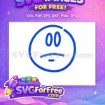Free Blue Line Art Free Sad Emoji Face Free SVG - Instant Download