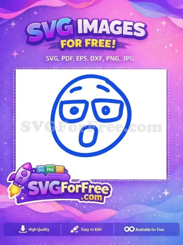 Free Blue Nerd Emoji Free Surprised Expression Line Free SVG Free Blue Nerd Emoji Free Surprised Expression Line Free SVG