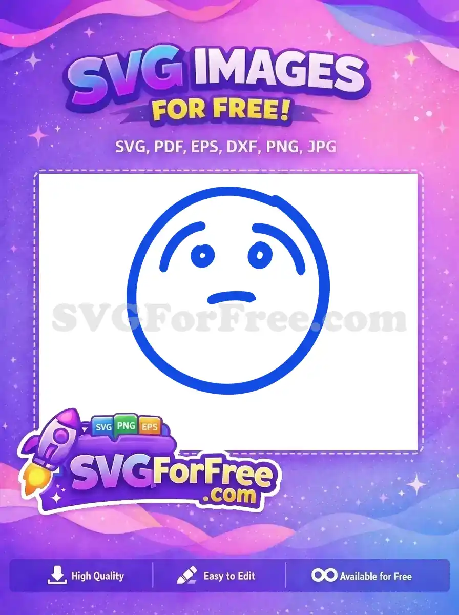 Free Blue Line Art Emoji Sad Free Expression Free SVG 1