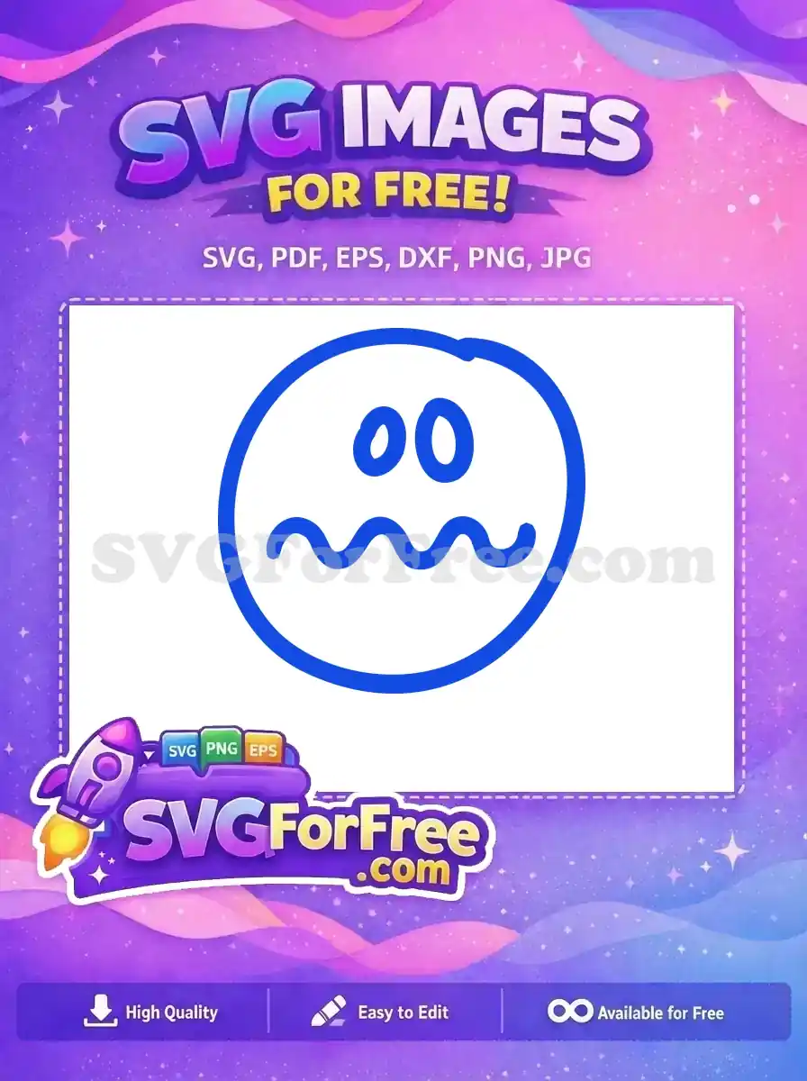 Free Blue Line Eyes Free Wavy Mouth Emoji Free SVG