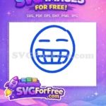 Free Blue Line Art Happy Emoji Free Smiling Face Free SVG - Instant Download