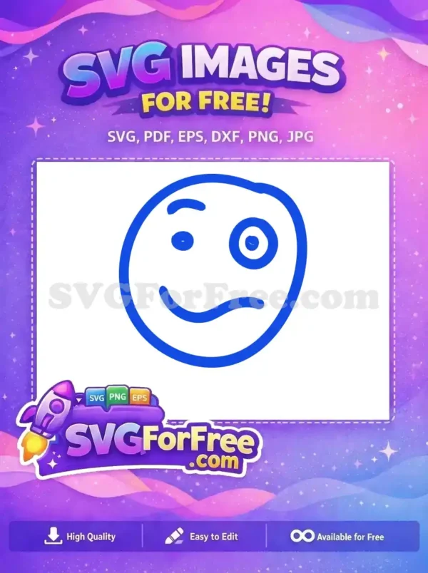Free Wink Eye Free Blue Line Art Emoji Free SVG Free Wink Eye Free Blue Line Art Emoji Free SVG