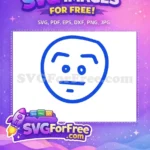 Free Simple Blue Line Art Emoji Free Confused Expression Free SVG - Instant Download