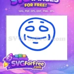Free Blue Line Art Emoji Free Happy Face Free SVG - Instant Download
