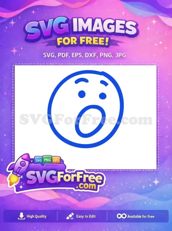 Free Blue Shocked Face Free Line Art Emoji Free SVG 2