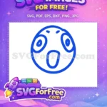Free Blue Shocked Face Free Open Mouth Line Art Free SVG - Instant Download
