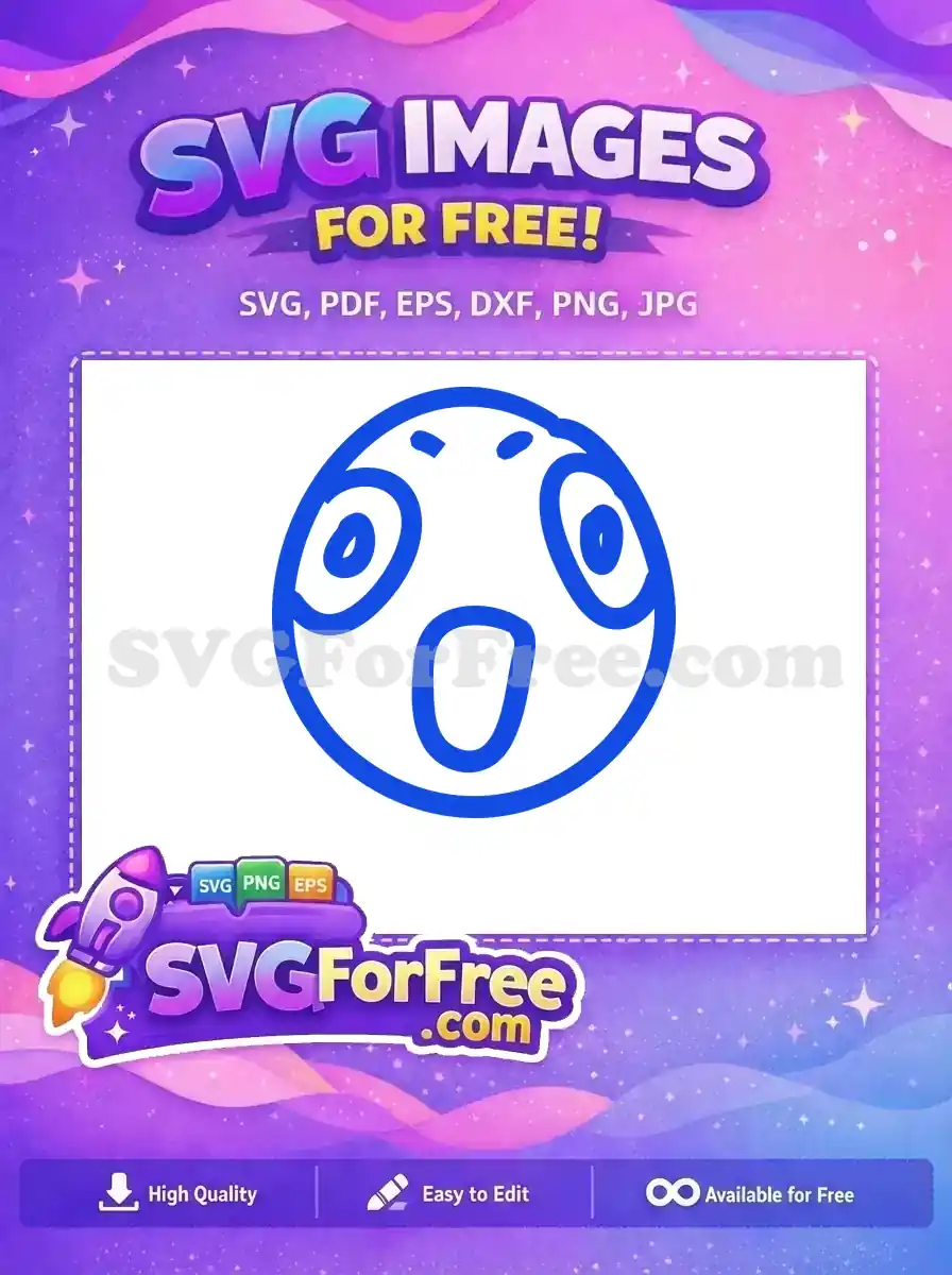 Free Blue Shocked Face Free Open Mouth Line Art Free SVG
