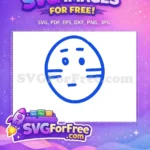 Free Blue Line Art Free Confused Emoji Face Free SVG - Instant Download