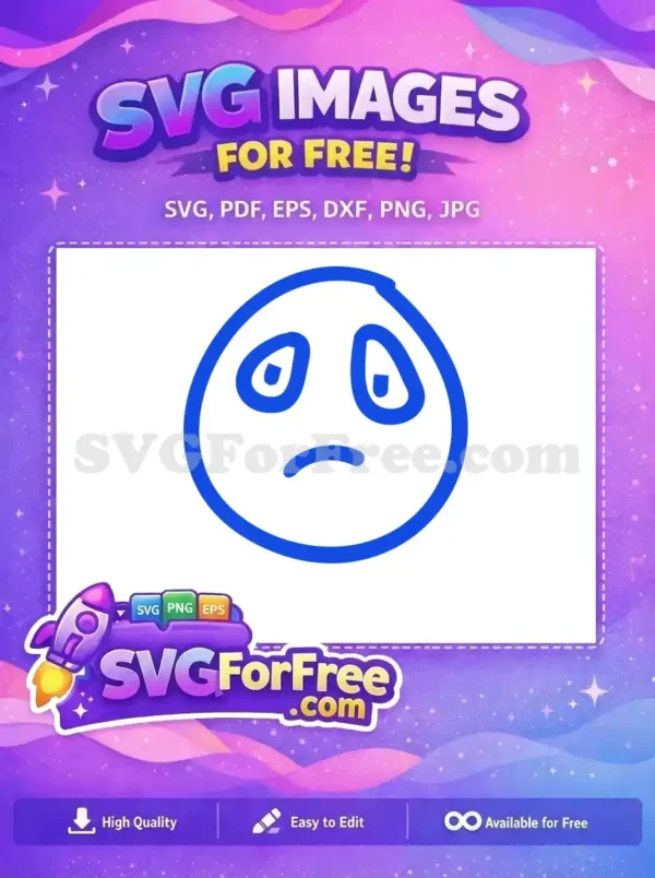 Free Blue Droopy Eyes Free Sad Mouth Emoji Free SVG